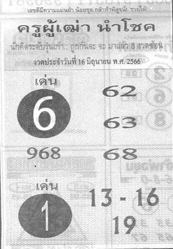 หวยครูผู้เฒ่านำโชค